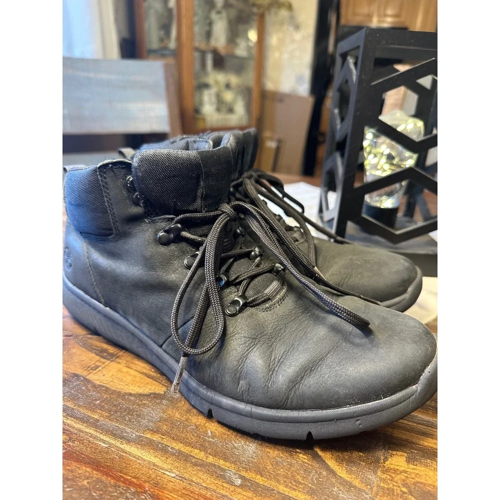 Timberland Black Leather Work Boots HOVERLITE Defender A1R1S Men's Sz 9.5 Work